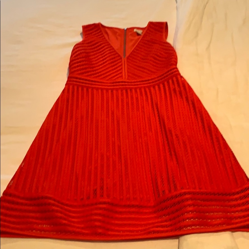 Jcrew lace orange red dress size 4